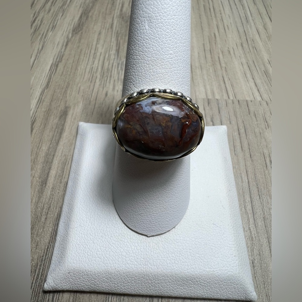 Carolyn Pollack Relios Sterling Silver Pietersite Brass Ring Size 9